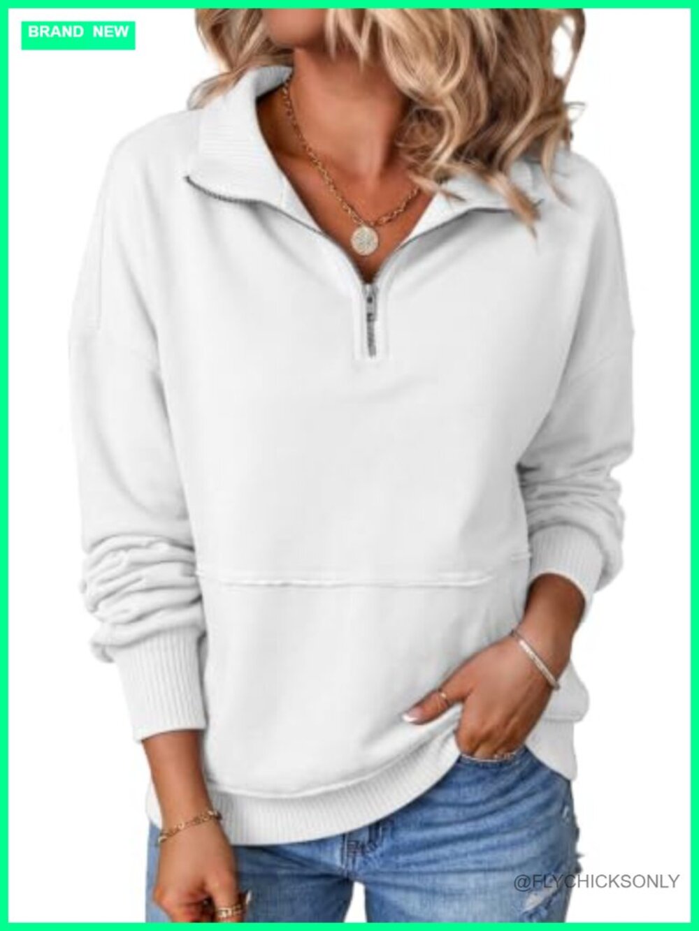 Half Zip Oversized Sweatshirt Cotton Polyester Pullover Long Sleeve